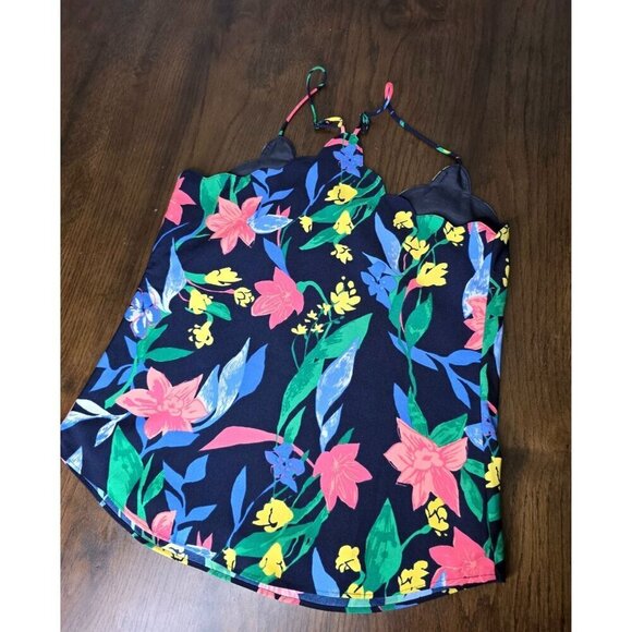 J. Crew Floral scalloped cami top women size 0 Style AL504 SP20 Blue Print Spagh - Picture 6 of 10